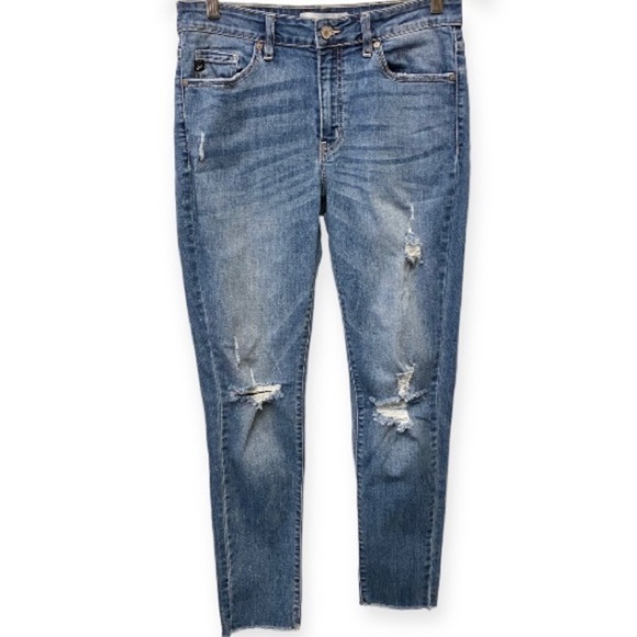KanCan 11 (29) Skinny Jeans Mid Rise Stretch Distressed Womens Raw Hem SP1342-1 - Picture 1 of 12